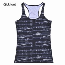 Qickitout Tops Summer Women Blouses StraplSleevelDigital Print Casual Wonderful Musical Note Tank Tops Ladies' Vest X0507