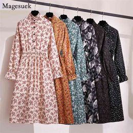 Summer Autumn Dress Women Long Sleeve High Waist Vintage Floral Elegant Maxi es For Vestidos 8823 210512