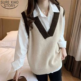 Winter Clothes Women Sleeveless Sweater Autumn Vintage Hong Kong Style Knitted Vest Casual Loose Sweaters Tops 12408 210417