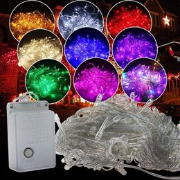 Julljus Semesterförsäljning Utomhus 10m 100 LED-sträng 8 färger Val Röd / Grön / RGB FairyWaterproof Party Xmas Garden Lights