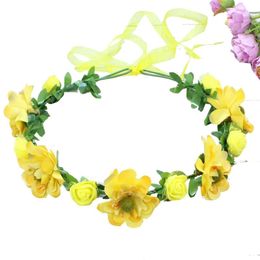 Headpieces T84B Bohemian Handmade Rose Flower Crown Headband Wedding Festival Beach Hair Wreath Sweety Girls Women Holiday Garland Po