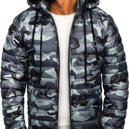 ZOGAA Fashionable Men's Camouflage Hooded Zipper Warm Cotton Jacket 211216