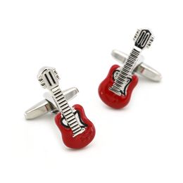 Men's Guitar Cufflink Copper Material Red Colour 1pair