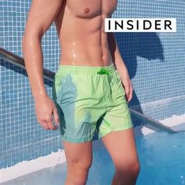 Men Loose Swimming Trunks Beach Shorts Summer Color-changing Swimsuits Quick Dry Bathing Pant Surfing