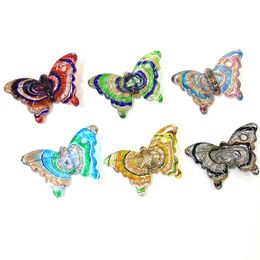 Decorative Objects & Figurines Custom Wholesale Colourful Murano Glass Butterfly Pendant European Style Fashion Necklace Xmas Wedding Party J