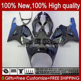 Body Bodywork For KAWASAKI blue flames new NINJA ZX7R ZX750 ZX-7R ZX 7 R ZX 750 28HC.134 ZX 7R 96 97 98 99 00 01 02 03 ZX-750 1996 1997 1998 1999 2000 2001 2002 2003 Fairing Kit