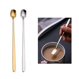 Long Handle Mixing Spoon Smoothies Spoons Stainless Steel Cutlery Teaspoons for Stirring Ice Tea Coffee Cocktail Juice XBJK2104