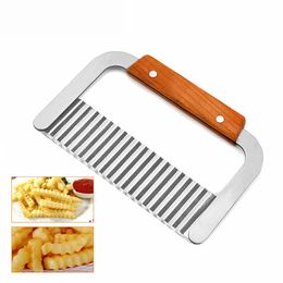Stainless Steel Potato Cutter Slicer Wavy Edged Knife Vegetable Fruit Kitchen Gadget Tools 210423