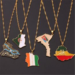 Pendant Necklaces Arab Algeria Africa Ethiopia Eritrea Map Necklace Oil Drop Women Jewelry