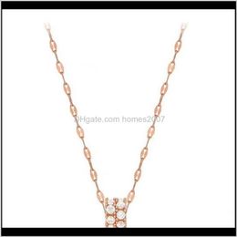 Necklaces & Pendants Jewelryfashion Rose Gold Female Choker Wedding Lady Crystal Luxury Necklace Charming Womens Pendant Jewellery Drop Deliver
