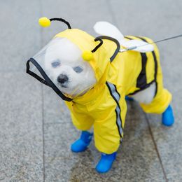 Cute Little Bee Dog Teddy Raincoat Summer Clothes Small Dog Puppy Poncho Waterproof Dog Apparel