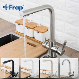 Frap Kitchen Faucets Deck Mounted Mixer Tap 360 Rotation with Water Purification Features Mixer Tap Crane For Kitchen F4352 211108