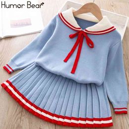 Girls Clothes Suit Autumn Winter College Style Sweater + Skirt Sets For 2-6T Children Girl 210611