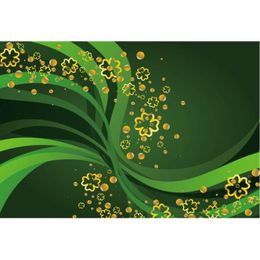 Party Decoration Golden Clover On Green Backdrop St. Patrick's Day Pography Background Holiday Celebration Decor Po Booth Studio Prop