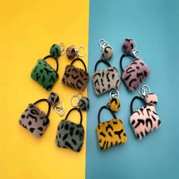 Party Favour Leopard bag keys chains creative student cute plush cartoon pendant car key chain hairball Pendant dd998