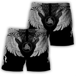 PLstar Cosmos summer Fashion Shorts Viking symbol - Tattoo Raven 3D Printed Male/Female streetwear Casual Cool 210714