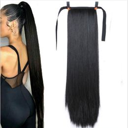 32 Inches Silky Straight Synthetic Clip in Ponytail Exentions 8 Colors Ponytails Simulation Human Hair Extensions Bundles AS-32PO-S