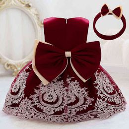 2021 Formal Newborn First 1 Year Birthday Dress For Baby Girl Clothes Embroidery Princess Dresses Party Dress Bow Wedding Gown G1129