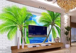 custom 3d mural wallpaper Coconut tree photo wallpapers Living room bedroom walls Art background wall