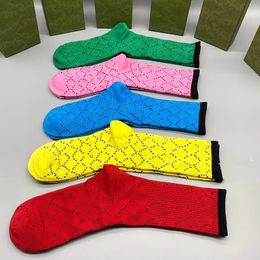 2021 Men's Socks Embroidery Cotton wool streetwear g Sock For Mens and women design sports hosiery 5 Colour Mixed loading 5pcs2486