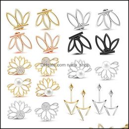 Stud Earrings Jewelry 10 Pairs Ear Jacket Lotus Flower For Women And Girls Set Sensitive Ears Simple Chic Drop Delivery 2021 Kmuti