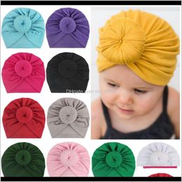 Caps Hats Accessories Baby Kids Maternity Drop Delivery 2021 Products Childrens Headscarf Cap Baby Solid Knotting Pullover Hat Y2Ijg