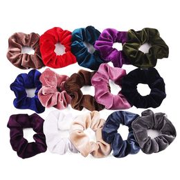 Mutil Colour Velvet Scrunchies Elastic Hair Band for Women Girls Ponytail Holder for Thick Hair Rope Ties Jewellery Wholesale