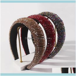 Barrettes Jewelry Jewelryretro Crystal Bead Hairband Hair Aessories For Women Sparkly Wide Thick Hoop Bezel Headband Party Wedding Headdress