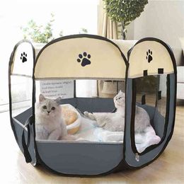 Portable Folding Pet Tent Dog House High Quality Durable Dog Fence For Cats Large Outdoor Dog Cage Pet Playpen Cat 210915