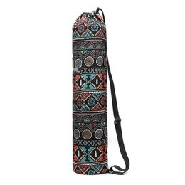 Outdoor Bags Yoga Mat Print Canvas Pilates Pad Carrier Bag Fitness Sports Gym Backpack Waterproof With Phone Pocket Adjustable Strap