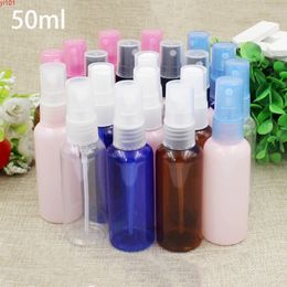 50ml Empty Water Spray Bottle Cosmetic Perfume Women Face Toners Container Green Blue Brown Pink Plastic Atomizer Free Shippinggood qty