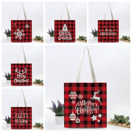 Casual Reusable Eco Friendly Deer Snowman Christmas Shopping Bags Party Favour Soft Canvas Handbags Grocery Shoulder Storage Tote Bag Business Holiday Gift TR0083