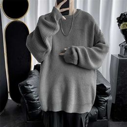 Men Korean Fashion Sweaters Solid Colour Oversized Sweater Men Long Sleeve Shirts Autumn Winter Clothing Men Streetwear Pullovers 211008