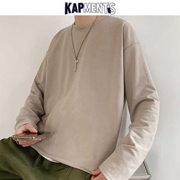 KAPMENTS Oversized Solid 12 Colours Pullover Hoodies For Men Mens Streetwear Harajuku Sweatshirts Long Sleeve Korean Clothes 210927