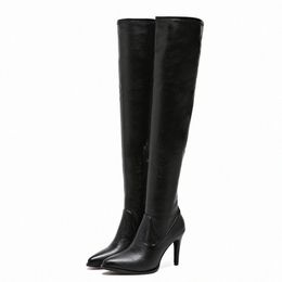 Over-The-Knee Boots Women Elastic Black Winter Boots Thin High Heeled Booties Ladies Sexy Pointed Toe Shoes Botas Mujer 2019 c6Wv#