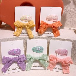 New Korean Fashion Children's Sequins BB Clip Sweet Girl Princess Beautiful Embroidery Flower Fabric Bow Duckbill Clip Headdress