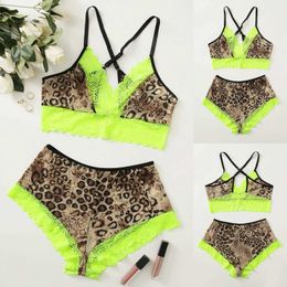 1 Set Lace Sleepwear Menina For Women Sexy Lingerie Leopard Print Tops And Shorts Sets Pyjamas Nightwear Nighty For Ladies Q0706