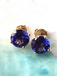 Natural Tanzanite Earrings Women 2021 Vintage 18K Rose Gold Rare Exquisite Stud Earring Female Fashion Jewellery