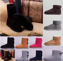 2022 New fashion latest winter applique boots Top leather suede bow women's Bailey snow boots