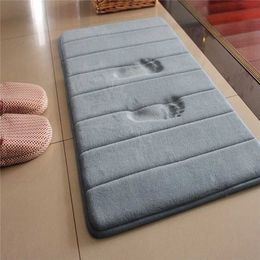 1PC 40x60cm Home Bath Mat Non-slip Bathroom Carpet Soft Coral Fleece Rug kitchen Toilet Floor Decor 211101