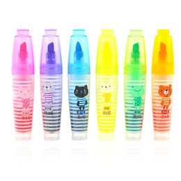 Highlighters 6 PCS/lot Cute Mini Highlighter Lovely Cartoon Fluorescent Pen For Writing Markers Gift Office School Supplies