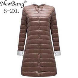 Bang Ultra Light Down Jacket Women Portable Female Winter Long Feather Slim Parkas Stand Collar Womens s 211008