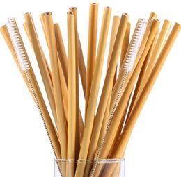 Good Quality 20cm Reusable Yellow Colour Bamboo Straws Eco Friendly Handcrafted Natural Drinking Straw SN5868