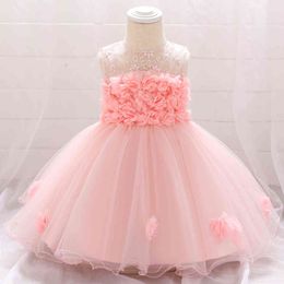 Toddler Baby Girl Infant Flower Princess Dress Lace Tutu Baby Girl Wedding Party Prom 1 Years Birthday Christening Dress Vestido G1129