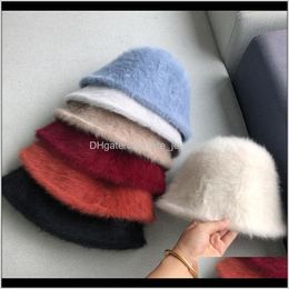 Wide Brim Hats Caps Hats, Scarves & Gloves Aessorieshat Winter Womens Fashion Solid Colour Fur Hat Cap Fishermans Retro Knitted Wool Basin Buc