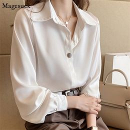 Fashion Plus Size Chiffon White Blouse Women Long Sleeve Cardigan Button Up Shirt Casual Office Blouses Blusas 10483 210512