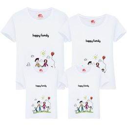 Mother Father Son Daughter Kids Baby Short Sleeves Cartoon Printing T-shirt Family Look Matching Outfits Clothes 210429