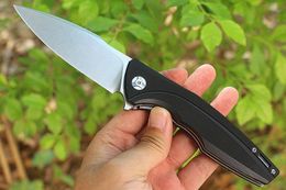 New Flipper Folding Knife D2 Steel Stone Wash Blade Black G10 + Stainless Steels Sheet Handle Ball Bearing EDC Pocket Knives