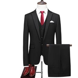 Design Jacket+Pant+Vest Korean One Button Suit Men Clothing Spring Slim Fit Wedding Dress Casual Business Formal Wear Tuxedo
