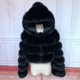 HOOD arrival real fur long sleeve collar women winter short coat Fashion model High quality fur coat 211018
